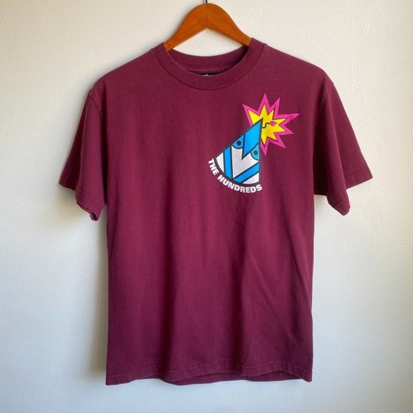 The Hundreds x limited additions Short Sleeve T-shirt Men's size M Maroon Red - Picture 1 of 5